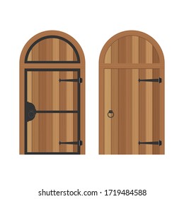 Old wooden door vector illustration isolated on white background