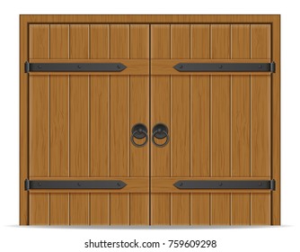 old wooden door vector illustration isolated on white background