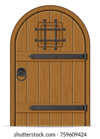 old wooden door vector illustration isolated on white background