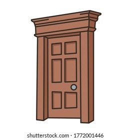 old wooden front door vector design