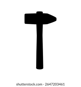 Old wooden hammer silhouette vector flat illustration design.