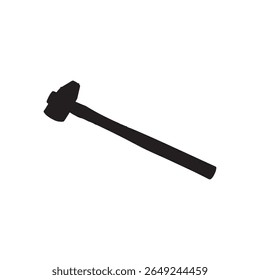 Old wooden hammer silhouette vector flat illustration design