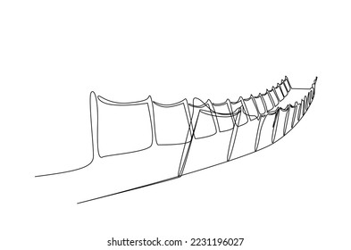 old wooden historical bridge in nature line drawing concept