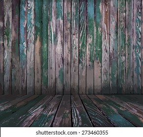 old wooden interior, vector