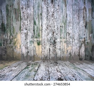 old wooden interior, vector