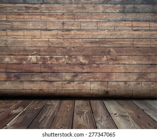 old wooden interior, vector