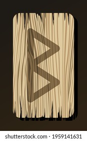 OLD WOODEN RUNE OF BERKANA ON A WHITE BACKGROUND IN VECTOR