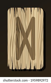 OLD WOODEN RUNE OF DAGAZ ON A WHITE BACKGROUND IN VECTOR