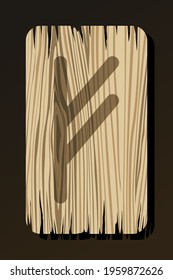 OLD WOODEN RUNE OF FEHU ON A WHITE BACKGROUND IN VECTOR