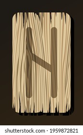 OLD WOODEN RUNE OF HAGALAZ ON A WHITE BACKGROUND IN VECTOR
