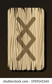 OLD WOODEN RUNE OF INGWAZ ON A WHITE BACKGROUND IN VECTOR