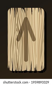 OLD WOODEN RUNE OF TEIWAZ ON A WHITE BACKGROUND IN VECTOR