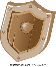 Old wooden shield. Game asset.