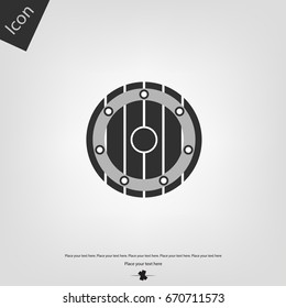 Old wooden shield vector icon