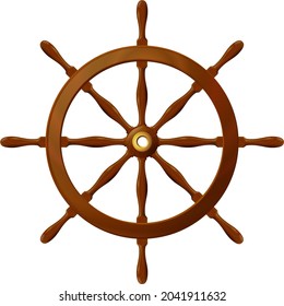 Old Wooden Ship's wheel (cutout)