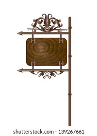 Old wooden sign. vector.