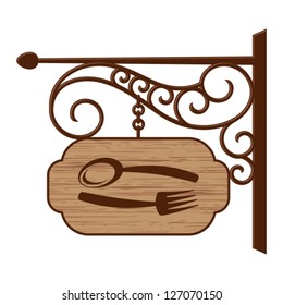 Old wooden signboard