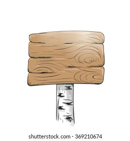 Old wooden signboard isolated on a white, vector illustration