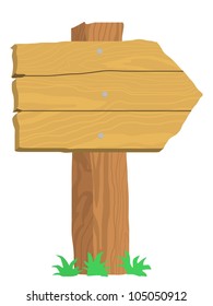 old wooden signpost on white