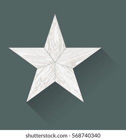 Old wooden star on a dark green background.