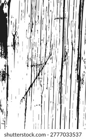 Old wooden surface overlay with deep vertical cracks, rough splinters, and weathered boards. Distressed wood effect for adding aged rustic detail to designs and compositions.