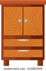 Old wooden wardrobe, illustration, vector on a white background.