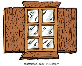 Old wooden window with the storm window