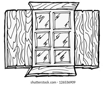 Old wooden window with the storm window