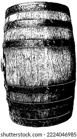 Old wooden wine or alcohol barrel isolated 