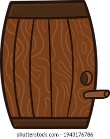 Old Wooden Wine Beer Barrel with holeColorful clipart vector illustration on transparent background