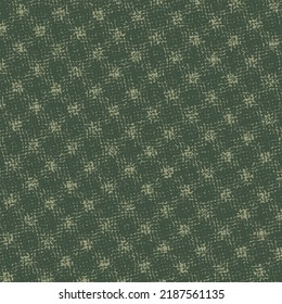 Old Wool Fabric With An Uncertain Checked Pattern. Tweed Background In Dark Green And Gray. Textile Texture. Abstract Vector.