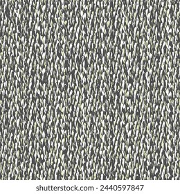 Old wool or jute blanket woven in black and white. Detail, thick mottled grey fabric from the countryside. Flecked rug texture. Abstract vector seamless.