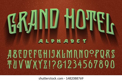 An old world alphabet with a vintage luxury hotel vibe. This font has a victorian, art deco, or art nouveau style.
