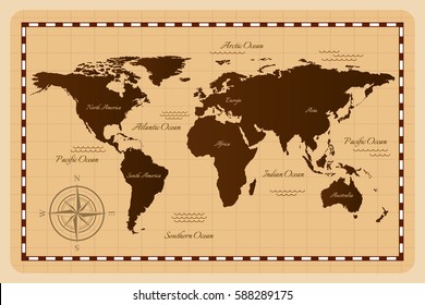 Old World Map. Vector Illustration.