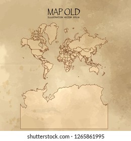 Old World Map With Vintage Paper Texture Vector Format. Vector Eps10 - Vector
