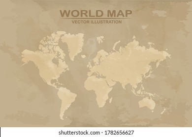 Old World map with vintage paper texture vector illustration