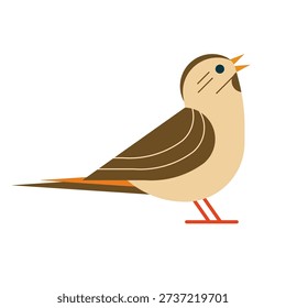 Old World sparrow bird geometric icon. Small Passeridae common city birdie designed with simple shapes.