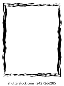 Old worn frame isolated on white. Black rectangular frame in vector. Frame for text, picture, photo	