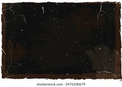 Old worn grunge photo, Vector pattern faded retro photo background, Grain wrinkles texture.