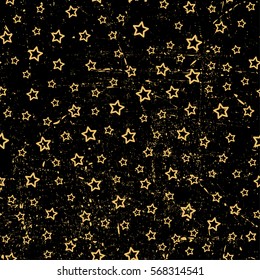 Old worn, scratched vector pattern. Stars and scrapes are laid out in an interesting seamless pattern.Funny wallpaper for textile and fabric. Fashion style. Colorful bright.