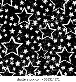 Old worn, scratched vector pattern. Stars and scrapes are laid out in an interesting seamless pattern.Funny wallpaper for textile and fabric. Fashion style. Colorful bright.