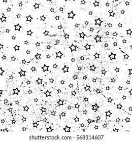 Old worn, scratched vector pattern. Stars and scrapes are laid out in an interesting seamless pattern.Funny wallpaper for textile and fabric. Fashion style. Colorful bright.