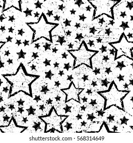 Old worn, scratched vector pattern. Stars and scrapes are laid out in an interesting seamless pattern.Funny wallpaper for textile and fabric. Fashion style. Colorful bright.