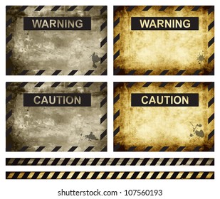 Old worn-out warning and caution signs, eps10 vector