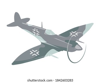 old WWII fighter airplane, vector illustration