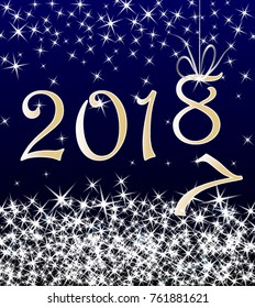 Old year, falling digit, New Year pattern, vector image