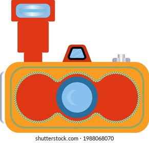 old yellow camera with flash 