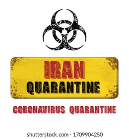Old yellow grunge nameplate with sample text and biohazard symbol isolated on white background
