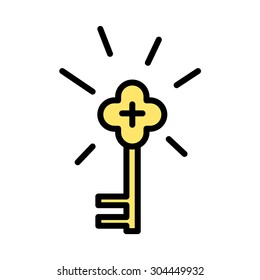 Old yellow key, hipster vector illustration