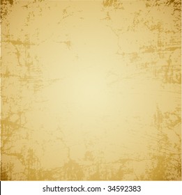 Old yellow paper background with scratches. Vector